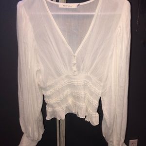 NEW Mustard Seed Sheer Deep V-Neck Crop Top